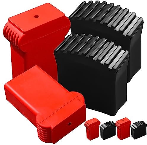 Housoutil 8pcs Ladder Feet Covers and Protective Ladder Foot Pads Non-Slip Rubber for Folding and Black and Red Caps
