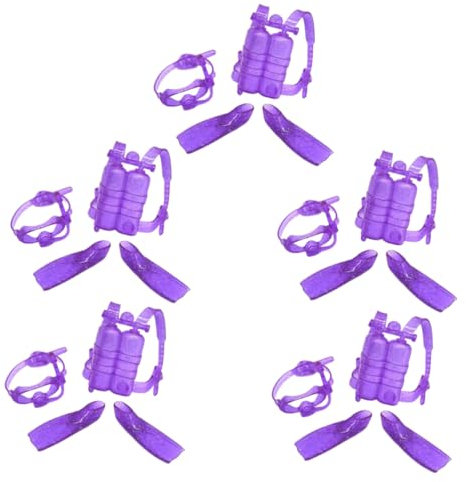 Warmhm 5sätze Puppen Taucherbrille Aus Kunststoff Puppentauchset Mit Sauerstoffflasche Und Flossen Puppenzubehör Für Tauchen Puppenteile Zum Sammeln Oder Verschenken
