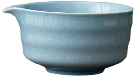 SiaBiced Cuenco de Cerámica para Matcha, Taza de Té Japonesa, con Vertedor para Uso de Hogar, Azul
