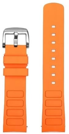 yaponuk Uhrenarmband mit gebogenem Ende für Mido Helmsman M049.526 TV M049, Silikon-Sportuhrenarmband(Orange silver pin)