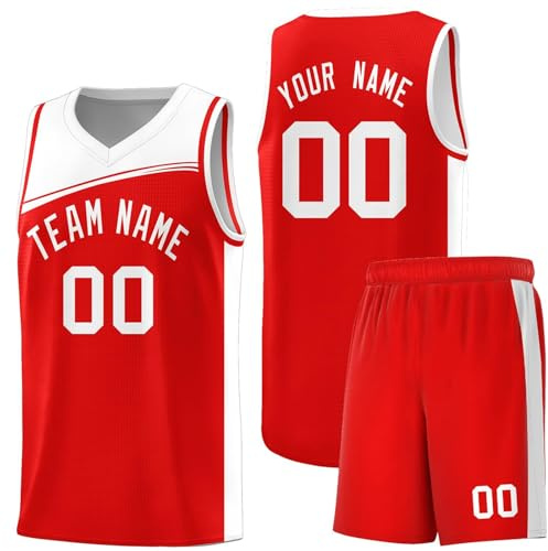 Basketball Trikot Shirt und Shorts, Benutzerdefiniert Herren/Jungen Basketball Trikot Set, Personalisiertes Basketball-Spieltrikots Kinder/Erwachsene
