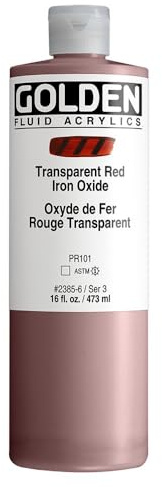 Golden : Fluid Acrylic Paint : 473ml (16oz) : Transparent Red Iron Oxide