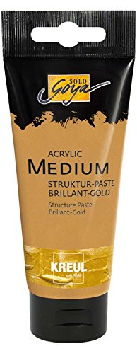 KREUL 85701 - Solo Goya Acrylic Medium, 100 ml Tube, Strukturpaste Brillant - Gold, pastose Spachtelmasse, trocknet glänzend und deckend auf