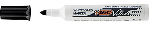 VelLEDA Whiteboard-Marker, trocken abwischbar, Rundspitze, Schwarz, 6 Stück