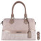 David Jones - Sac à Main Polochon Bowling Femme - Sac Multicolore à Bandes Cuir PU Nubuck Paillette - Cabas Fourre-Tout Porté Epaule Bandoulière - Sac Ville Chic Elegant Mode Dame Fille - Rose Nude