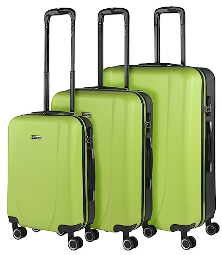ITACA - Juego De Maletas De Viaje Rígidas Set Maletas De Viaje Ligeras Pack Maletas Viaje. Conjunto Maletas De Viaje con Candado de Combinacion, Pistacho-Antracita