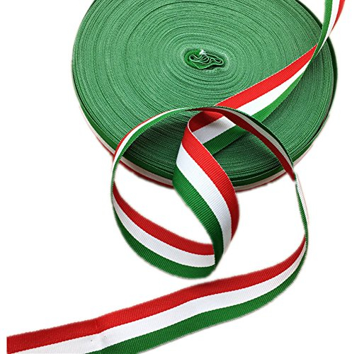 Ripsband mit italienischer Flagge, 45 m, rot/weiß/grün, 2,5 cm breit, für Party-Dekoration, Weihnachtsgeschenkverpackungen