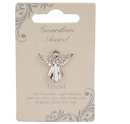 Guardian Angel Silver Finish Angel Badge Broach for Friendship | Lapel Pin with Rhinestone for Men & Women Suit Tuxedo Tie Hat | Gift For Bestfriend & Friendship Day