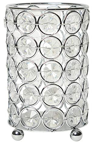 Elegant Designs HG1001-CHR Dekorative Blumenvase, Kerzenhalter, Hochzeits-Mittelstück, Make-up-Pinsel oder Stift-Organizer, Tasse, 12,7 cm, Chrom