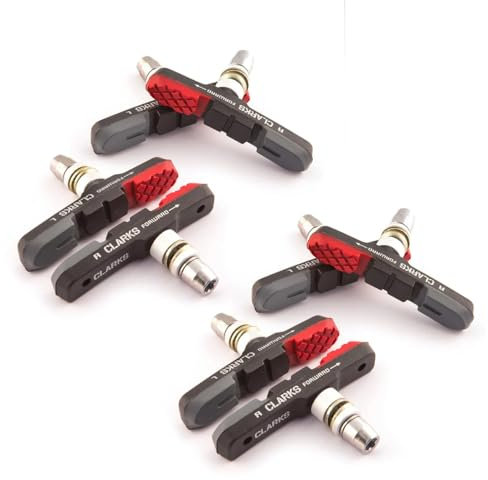 Clarks 4 PAIRS Elite MTB/Hybrid Brake Pads Integral Block W/Triple Compound Insert Pads, 72 mm (4 PACK)