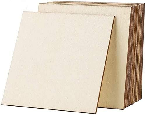 25 piezas Madera Contrachapada 10cm Rebanada de Madera Cuadrada Posavasos Madera 3mm Tableros Madera para Pirograbado, Dibujo, Corte por Laser, Modelado, Calado