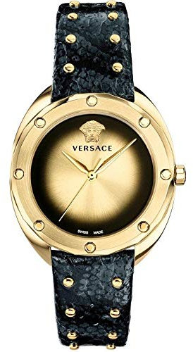Versace Diamond Damen Shadow Watch Black Snake Pattern Strap VEBM00318