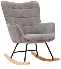 byLIVING Schaukelstuhl RICHIE, Metall-Gestell schwarz, Kufen aus Buche, Relaxsessel, Armlehnen-Sessel, Holz, grau, B 72, H 92, T 92 cm