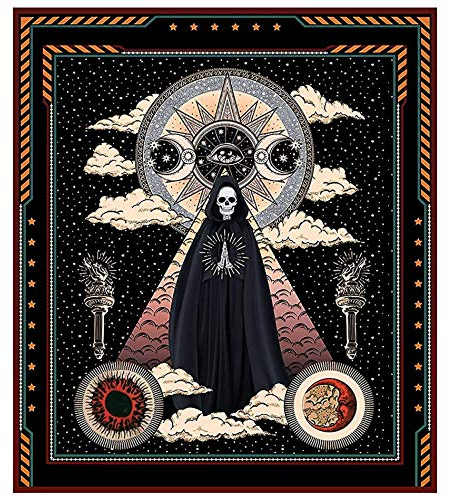 Aroncent Wandbehänge Wandteppich Wandtuch Hexenmeister/Totenkopf/Tarot/Stern/Mond/Sonne Muster