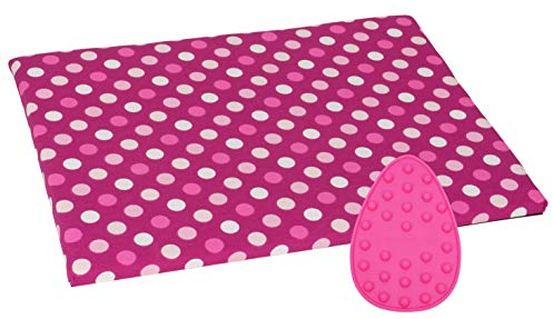 SEMPLIX Bügel Set – Bügelunterlage mit rutschhemmender Rückseite 30 x 40 cm und Mini Bügeleisenablage 10,5 x 15,5 cm (pink)