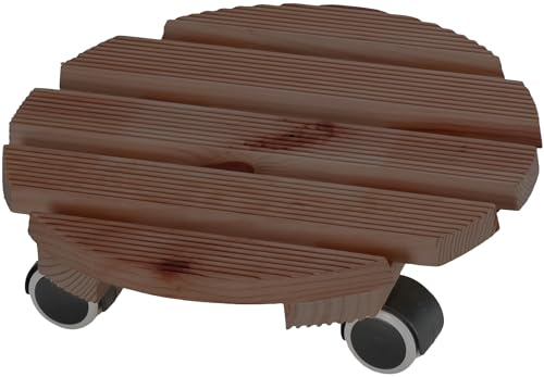 Dörner + Helmer Pflanzenroller Lounge, Rund, 30cm Durchmesser, 75 kg Tragkraft, für empfindliche Bodenarten, Dunkelbraun