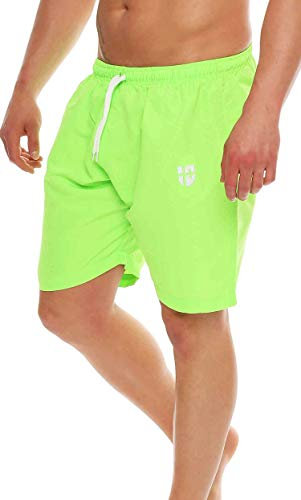 Gennadi Hoppe Costume da bagno da uomo, lungo, da spiaggia, verde fluo, M