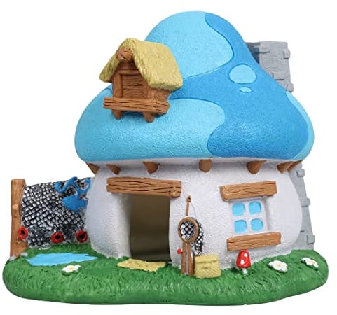Smurfs AquaDella Aqua Della, Die Schlümpfe Fischerhausfigur 13,4 x 9,8 x 11 cm, sehr detailliert und aus Polyesterharz gefertigt, ungiftig und pH-neutral, für Süß- und Meerwasseraquarien