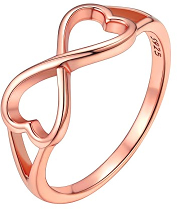 ChicSilver Rosegold Damenring Herz Infinity Unendlichkeit Fingerring in Ringgröße 54 Promise Ehering Verlorbungsring Freundschaftsring Hochzeitsring für Paar Pärchen
