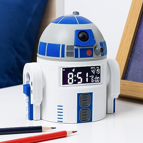 R2D2 Wecker - Offiziell Lizenziertes Star Wars Merchandise, mit R2D2-Sounds, perfekte Dekoration für Star Wars-Fans mit Wecktimer, betrieben mit USB