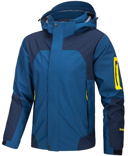 Eocicvvi Giacca Uomo In Softshell Con Cappuccio Staccabile Giubbotto Impermeabile Escursionismo Autunno Inverno Primavera Giacca Leggera da Montagna Transizione Jacket