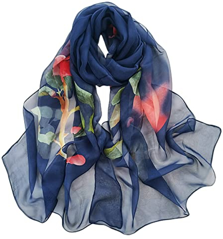 FAIRYGATE Damen Schal Chiffon Stola Seidenschal Damen Elegant Tüll Leichte Weich Lange Halstücher Sonnenschutz Stola Durchsichtiger Frühling Herbst A5121