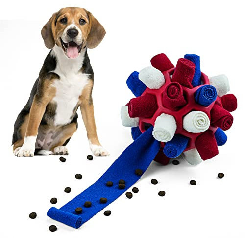 Larimuer Schnüffelball für Hunde, Schnüffelteppich Schnüffelspielzeug Interaktive Hundespielzeug tragbarer Haustier Snuffle Ball Toy für Kleine Mittelgroße Hunde Haustier (Rot Weiß Blau)