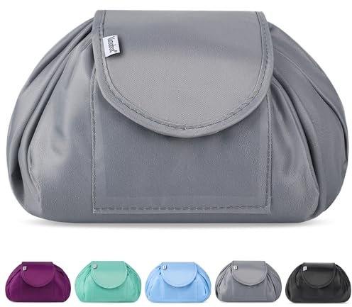 Lazy Kosmetikbeutel Mit Kordelzug, Tragbare Kosmetiktasche, Reisetasche, Make-Up-Beutel, Organizer FüR Damen Und MäDchen (Grau)