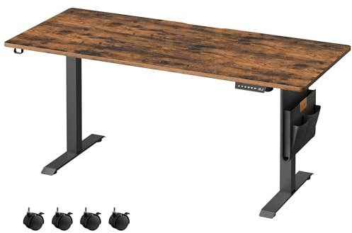 VASAGLE Electric Standing Desk, 60 x 160 x (72-120) cm, Continuous Adjustment, Memory Function with 4 Heights, Rustic Brown LSD176X11