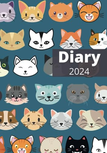 Kitty Diary 2024: A5 | Blue Cover | Page A Day | UK