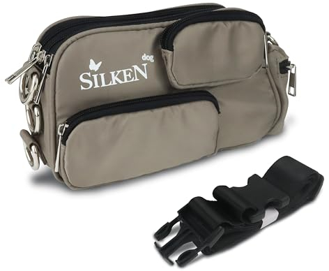 Gassi Tasche Hund mit vielen Fächern I Hundetraining I Leckerlitasche I Hundetasche I Trainingstasche I tragbar als Gürteltasche, Bauchtasche oder Cross Body I (Taupe) Austauschbare Riemen