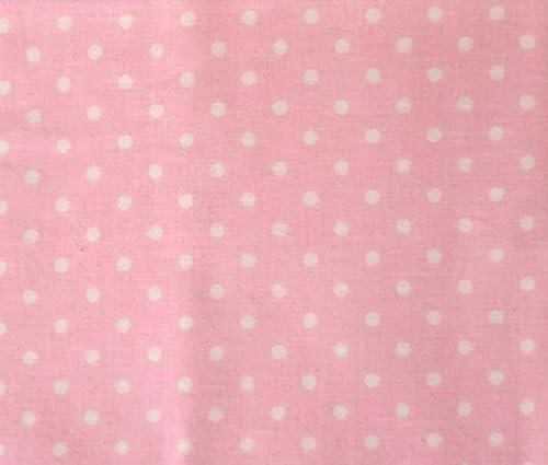 Textrend Baumwollstoff Stoffe Meterware - Stoff zum Nähen - 100% Baumwolle - Textilien 1x1.6m - Stoffe Meterware - Stoff mit weißen Punkten 4mm (Weiß auf rosa Hintergrund)
