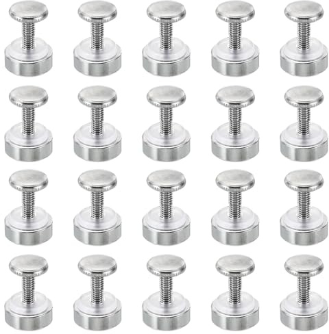 PATIKIL M4x12 Viti Fissaggio con Distanziatori 20pz Distanziali Muro Montaggio Hardware Chiodi a Specchio Vite Dispositivi Fissaggio per Acrilico Vetro Segni Specchi Tono Argento 18mm