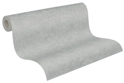 A.S. Création Smart Surfaces Einfarbige Vliestapete in Putzoptik 10,05 m x 0,53 m - Hellgrau - einfarbige Wandtapete für verschiedene Räume Made in Germany - 395659