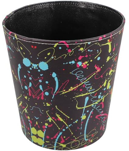 Ciieeo Pu Leder Mülleimer Ohne Deckel Rundabfallkorb Für Schlafzimmer Büro Und Zuhause 26X26X8 Zoll Praktischer Müllbehälter Mit Eleganter Textur Und Großer Kapazität