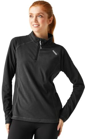 Regatta Womens Montes Micro Fleece Warm Mid Layer Top Black/Seal Grey