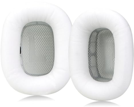 Sinowo Lambskin Ear Cushions for Apple AirPods Max Headphones Replacement Earpads Sweat Proof Ear Cups Cushion Easy to Install with Magnet,Sheepskin and Memory Foam(White)