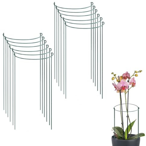 MUNGHOK 12 Stück 25 x 40cm Garten Pflanzenstütze Rund, Staudenhalter Blumenstütze Metall Pflanzen Stützringe, Halbrunde Pflanzenhalter für Pflanzen, Blume, Hortensien, Rosen, Tomaten