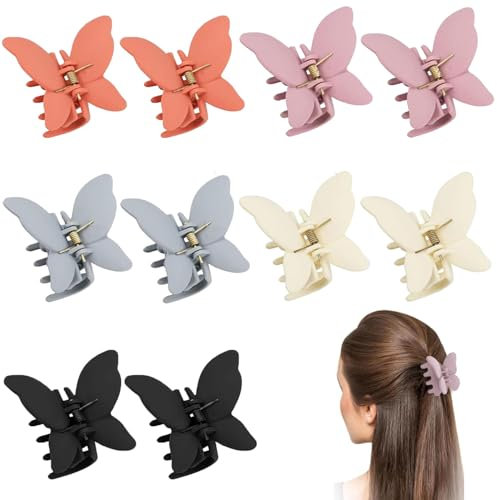 10 Pcs Pinces à Cheveux Papillon, Pinces À Cheveux Papillon Mignonnes, Pinces À Griffe de Papillon À la Mode pour Cheveux Longs, Bouclés, Droits ou Cheveux Fins - 5 Couleurs