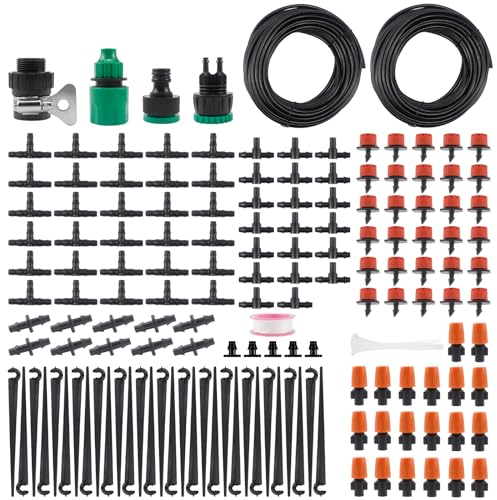 Sistema de riego para jardín, kit de riego por goteo de 30 m, sistema de riego automático para balcón, sistema de micro goteo para plantas en maceta, cama de flores, terraza, plantas