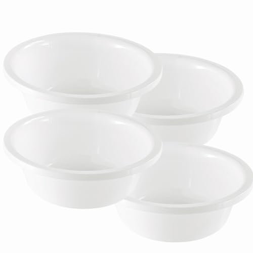 Novaliv 4x Spülschüssel Rund 0,6L, D16 cm, Weiß, BPA-frei Spülmaschinenfest Ideal für Küche und Camping, kleine Rundschüssel, Plastikschüssel klein, Waschschüssel klein, Plastic bowl
