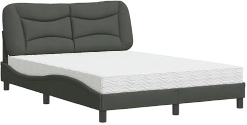 vidaXL Bett, Polsterbett mit Matratze Hvar für Schlafzimmer, Bettgestell Bettrahmen mit Lattenrost, Schlafzimmerbett Doppelbett, Dunkelgrau 120x200cm Stoff