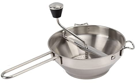 Food Mill, Stainless Steel Manual Jams Masher with 3 Grinding Discs, Milling Handle & Bowl - Food Grinder Ricer for Tomato Sauce