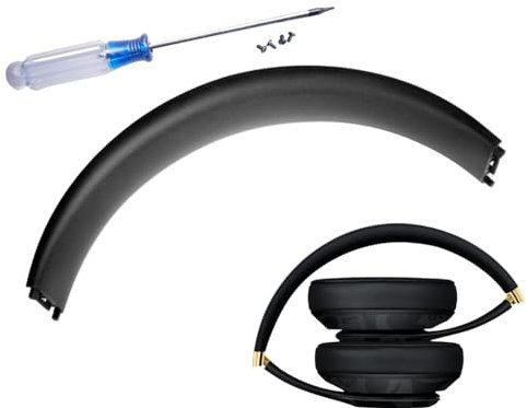 Replacement Studio 3 Top Headpad + Screwdriver (1 Piece) + Screws (4 Pieces) Compatible for Beats Studio3 Wireless Studio 2.0 Wired Wireless Headphones (Black 1 Set)