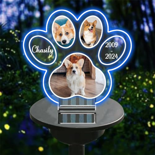 ALICESER Personalisiertes Foto-Solarlicht, Gartendekoration, individuelles Beileidsgeschenk, Friedhofsdekorationen für Grab, Beileidsgeschenk für Familienmitglieder (Stil 3)