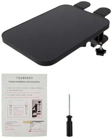 Foppla Desk Extender Tray Adjustable Computer Keyboard Tray Foldable Table Mount Arm Wrist Rest Shelf Clamp On Desk Extender Plate Easy Installation for Desk Home and Office(Black)