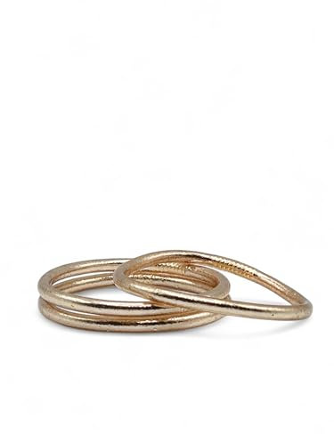 Bracelet Pan en Or Véritable - Lot de 3 Bracelets Tibétains pour Femme - Imperméables et Résistants - Or ou Rose - Tailles S et M - Cadeau, 6 cm, Silicone