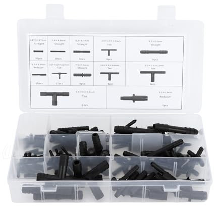 Partuto Vakuum-Schlauchverbinder für Autos Vakuum-T-Stück-Verbinder-Sortiment-Kit Schwarz 3/8 1/4 3/16 1/8 5/32 3/8 5/16 1/4 3/16 1/8 3/8x1/4 1/4x3/16