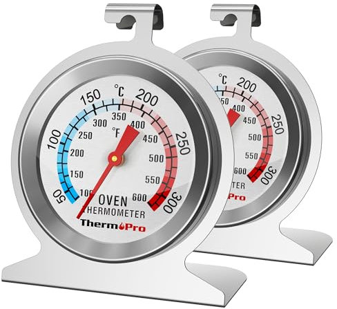 ThermoPro AOT200 Thermomètre pour four à gaz, 50-300°C/100-600°F, lecture instantanée, cuisson, acier inoxydable 431, thermomètre pour four électrique, analogique, Pack de 2