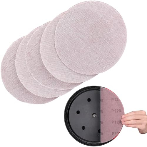 Sruhrak 25 Piezas Papel de Lija, Malla de Lijado 225mm Discos de Lijado Grano 120 para Lija para Lijadora Orbital Excéntrica
